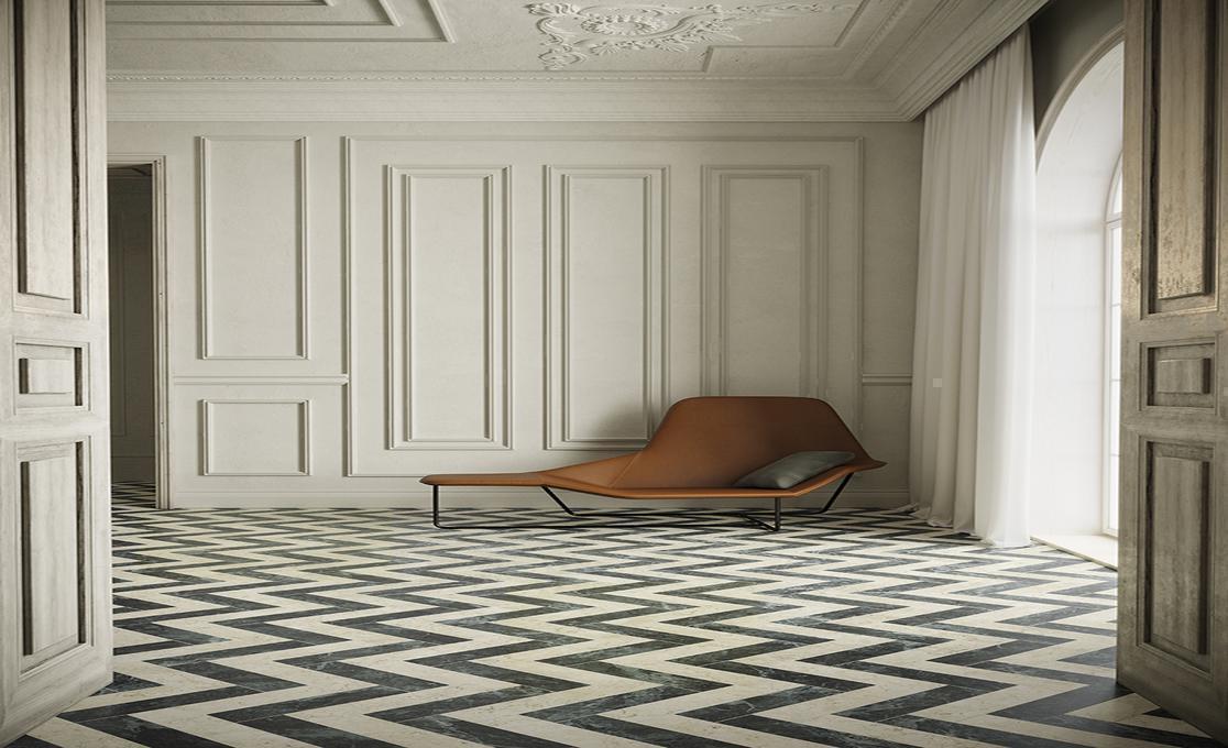 Unicom Starker - Marmorea Collection - 3 in. x 12 in. Tile - Verde Alpi floor installation