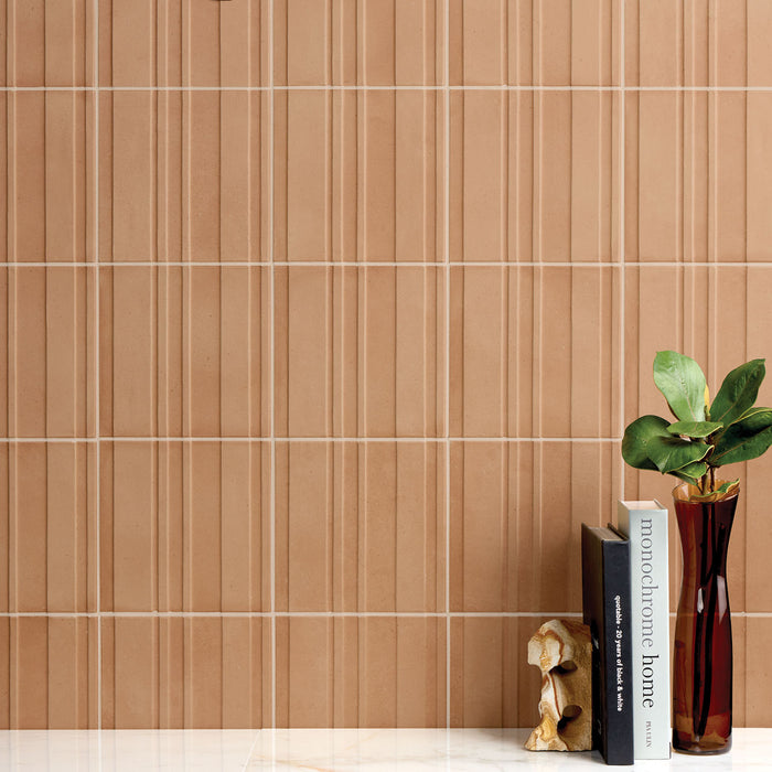 Marazzi - Crafthouse 8 in. x 8 in. Fluted Matte Porcelain Tile - Suede wall installation