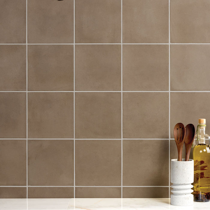 Marazzi - Crafthouse 8 in. x 8 in. Matte Porcelain Tile - Argilla wall installation
