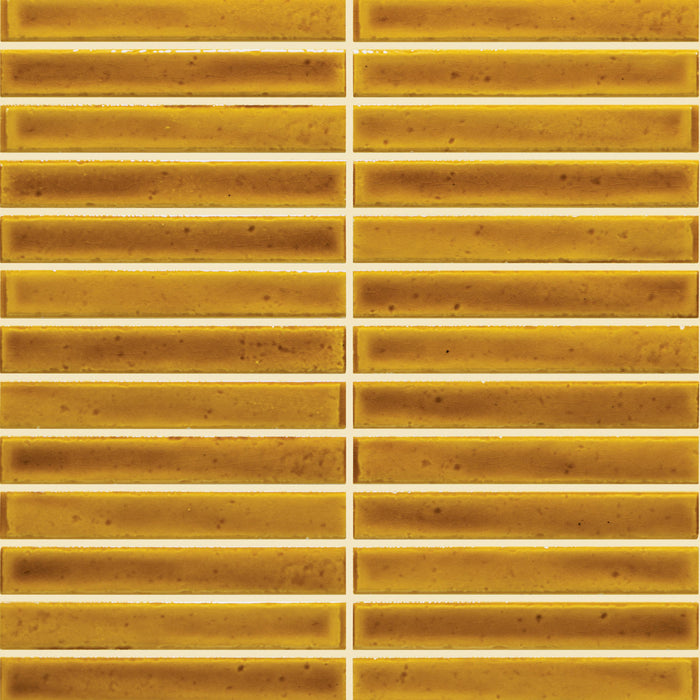 Marazzi - Cotto Revival 1 in. x 6 in. Glossy Porcelain Mosaic - Pollen Crackle