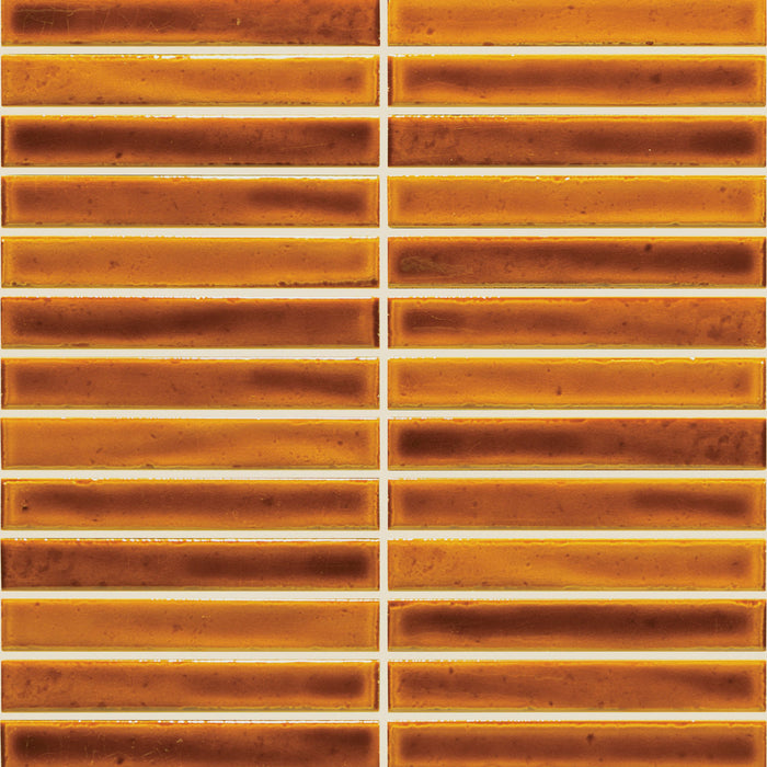 Marazzi - Cotto Revival 1 in. x 6 in. Glossy Porcelain Mosaic - Spice Crackle