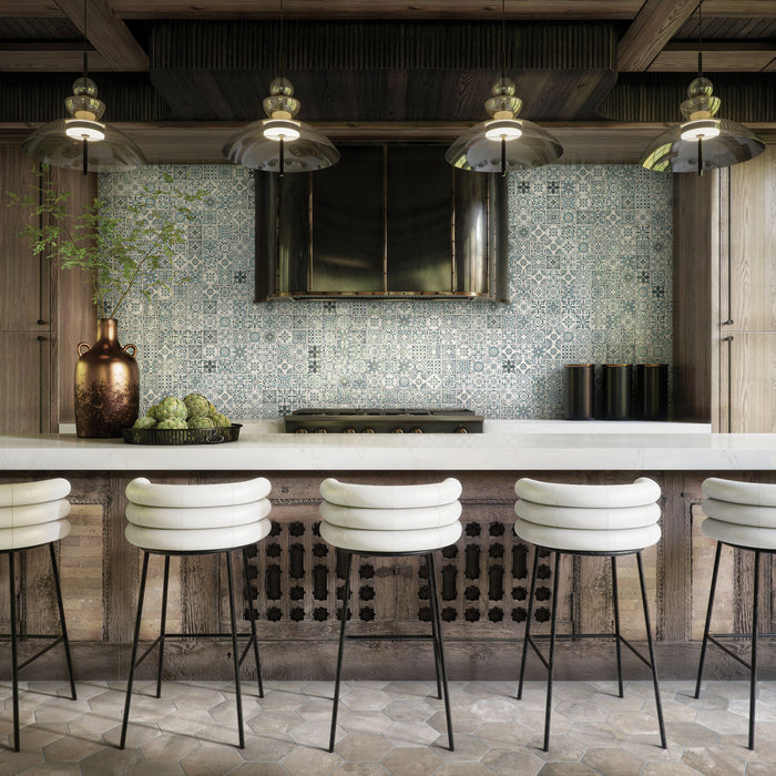 Marazzi - Cotto Revival 4 in. x 4 in. Matte Deco Porcelain Tile - Lagos wall installation
