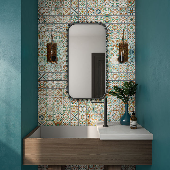Marazzi - Cotto Revival 4 in. x 4 in. Matte Deco Porcelain Tile - Valencia wall installation