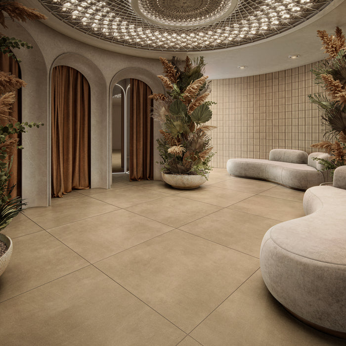 Marazzi - Crafthouse 48 in. x 48 in. Matte Porcelain Tile - Jute Room Scene