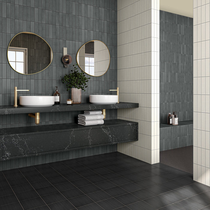 Marazzi - Inyo 2 in. x 8 in. Satin Porcelain Tile - Olive wall installation