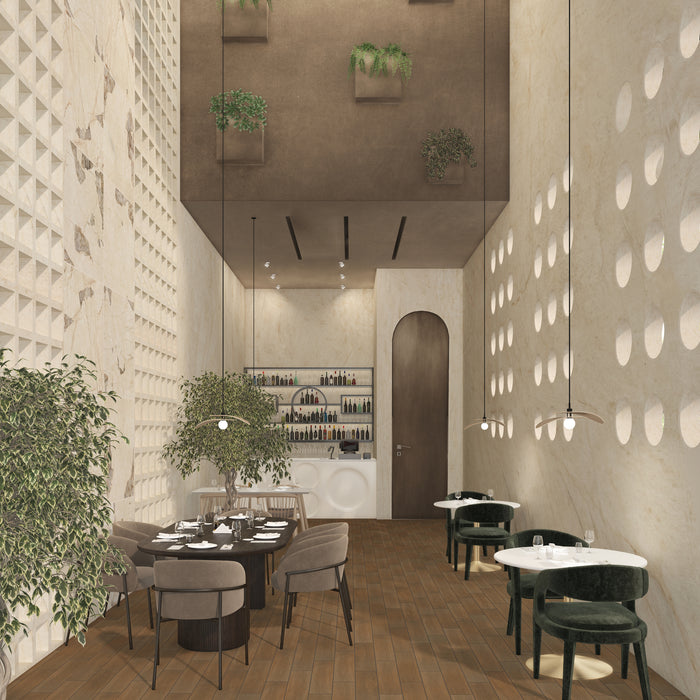 Marazzi - Merona 8 in. x 40 in. Slip Resistant Porcelain Tile - Brown MR42 Installed