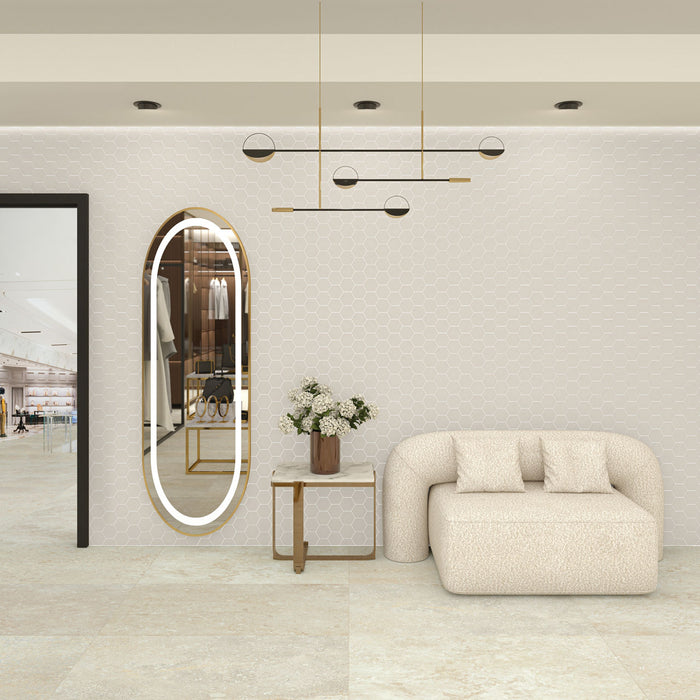 Marazzi - Rhyme And Reason 4 in. x 5 in. Hexagon Wall Tile - Canvas RR17 Installed