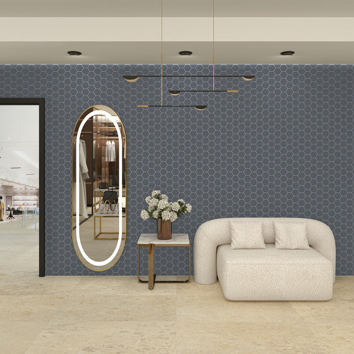 Marazzi - Rhyme And Reason 4 in. x 5 in. Hexagon Wall Tile - Indigo RR18 Room Scene