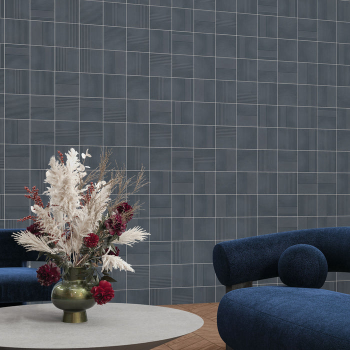 Marazzi - Rhyme And Reason 6 in. x 6 in. Monochromatic Wall Tile - Indigo RR18 Wall Install