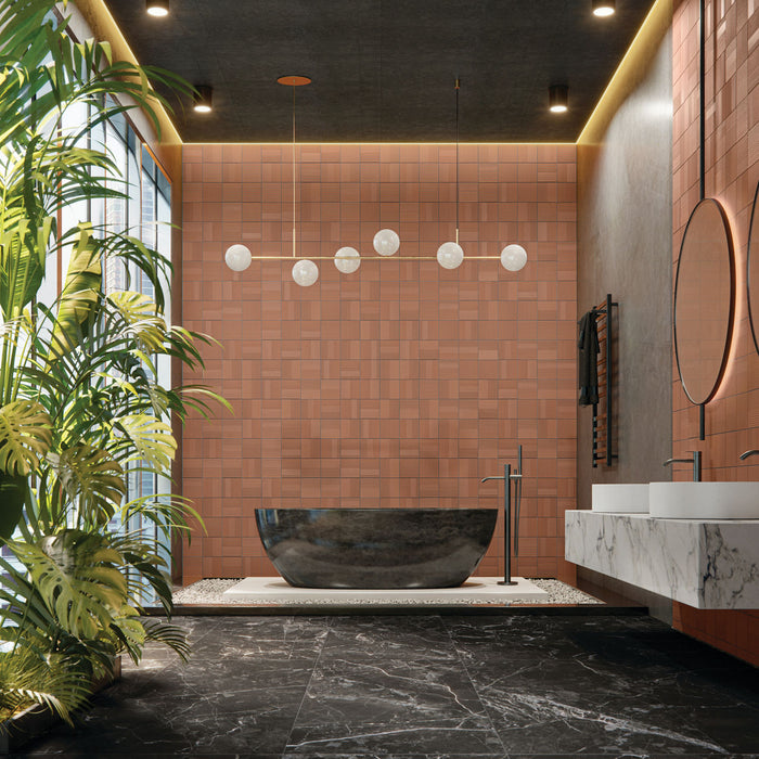Marazzi - Rhyme And Reason 6 in. x 6 in. Monochromatic Wall Tile - Warm Terracotta RR20 Installed