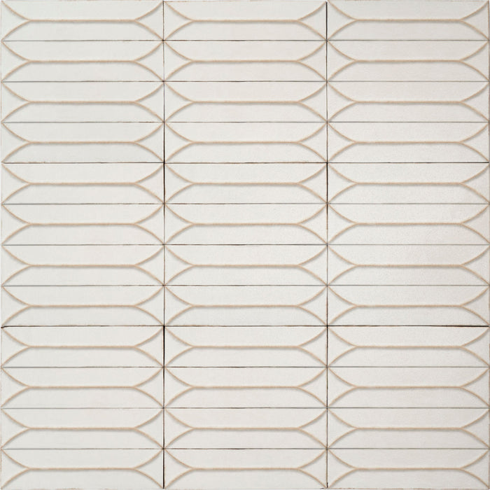 Marazzi - Terramater 3.5 in. x 15 in. Glossy Porcelain Tile - Wave Crest Vanilla