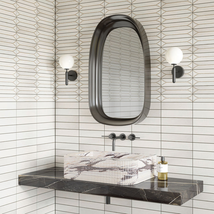 Marazzi - Terramater 3.5 in. x 15 in. Glossy Porcelain Tile - Wave Crest Vanilla wall installation