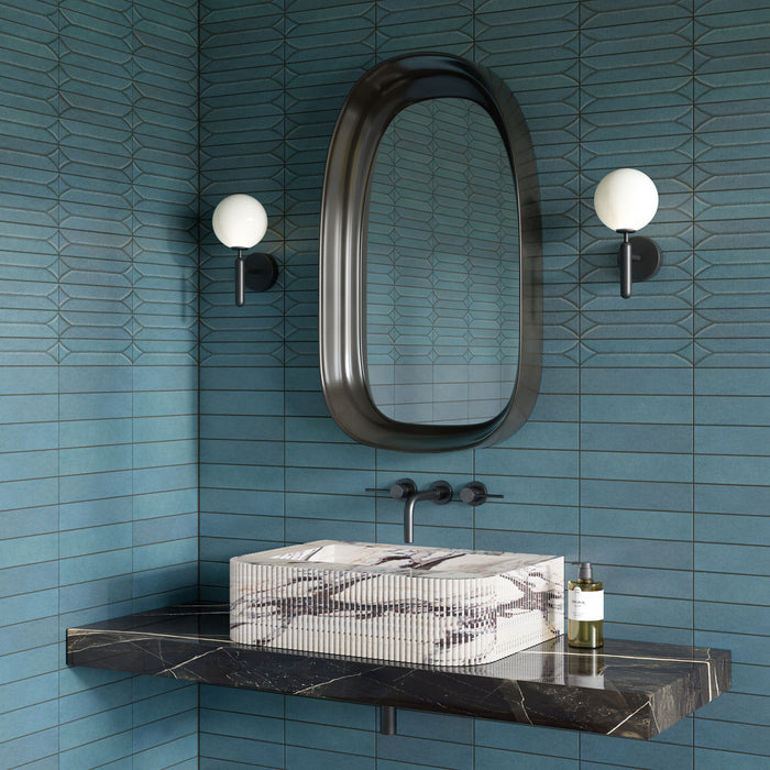Marazzi - Terramater 3.5 in. x 15 in. Glossy Porcelain Tile - Laguna wall installation