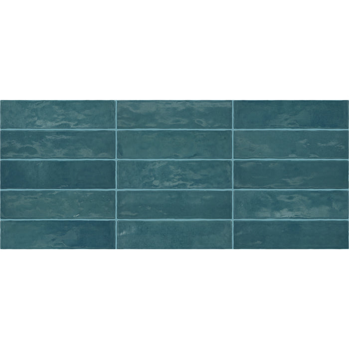 Marazzi - Zellige Neo 3 in. x 12 in. Glazed Ceramic Wall Tile - Petrolio Variation View