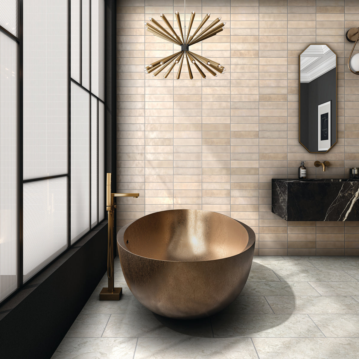 Marazzi - Zellige Neo 3 in. x 12 in. Glazed Ceramic Wall Tile - Lana Installed