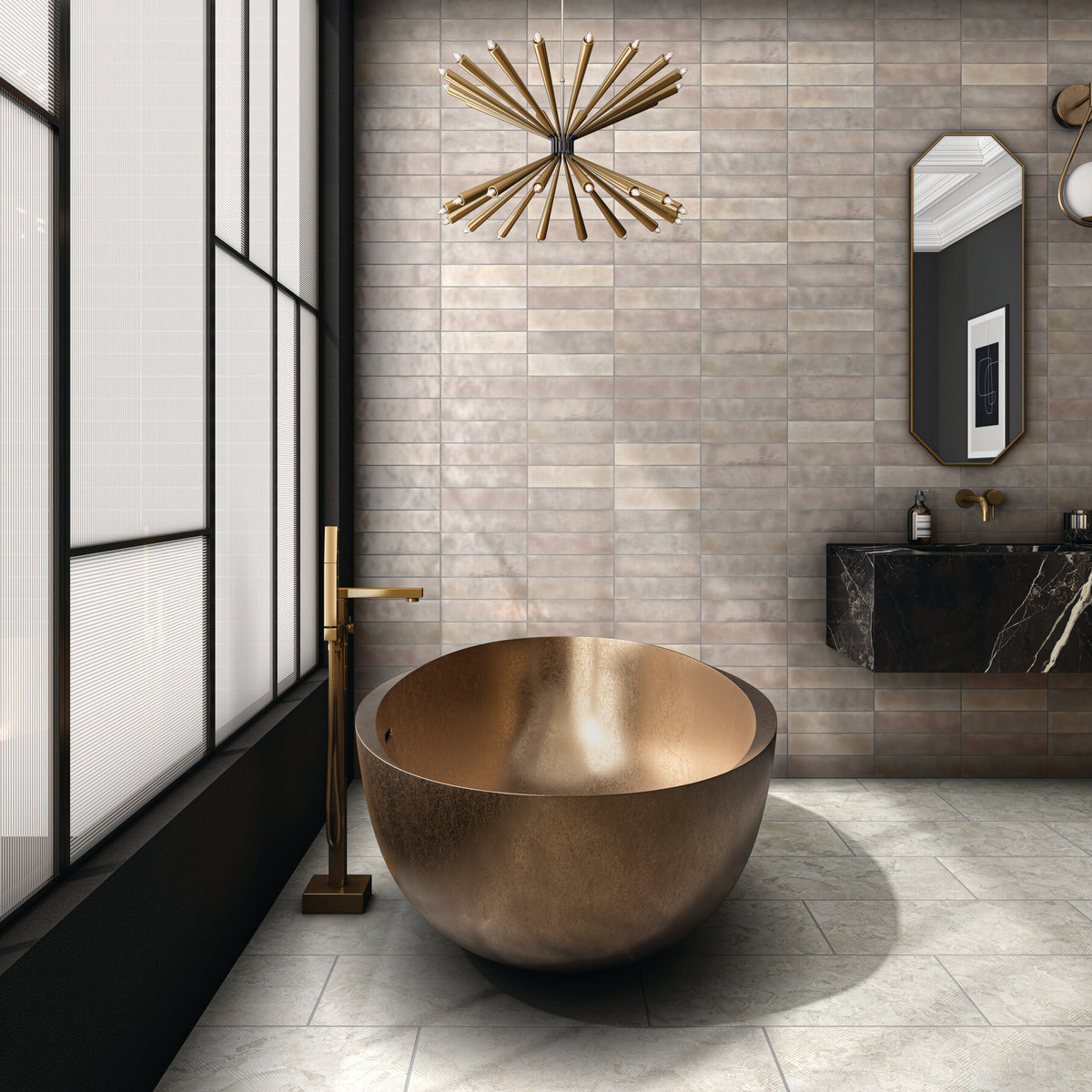 Marazzi - Zellige Neo 3 in. x 12 in. Glazed Ceramic Wall Tile - Argilla Installed