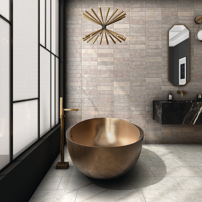 Marazzi - Zellige Neo 3 in. x 12 in. Glazed Ceramic Wall Tile - Argilla Installed