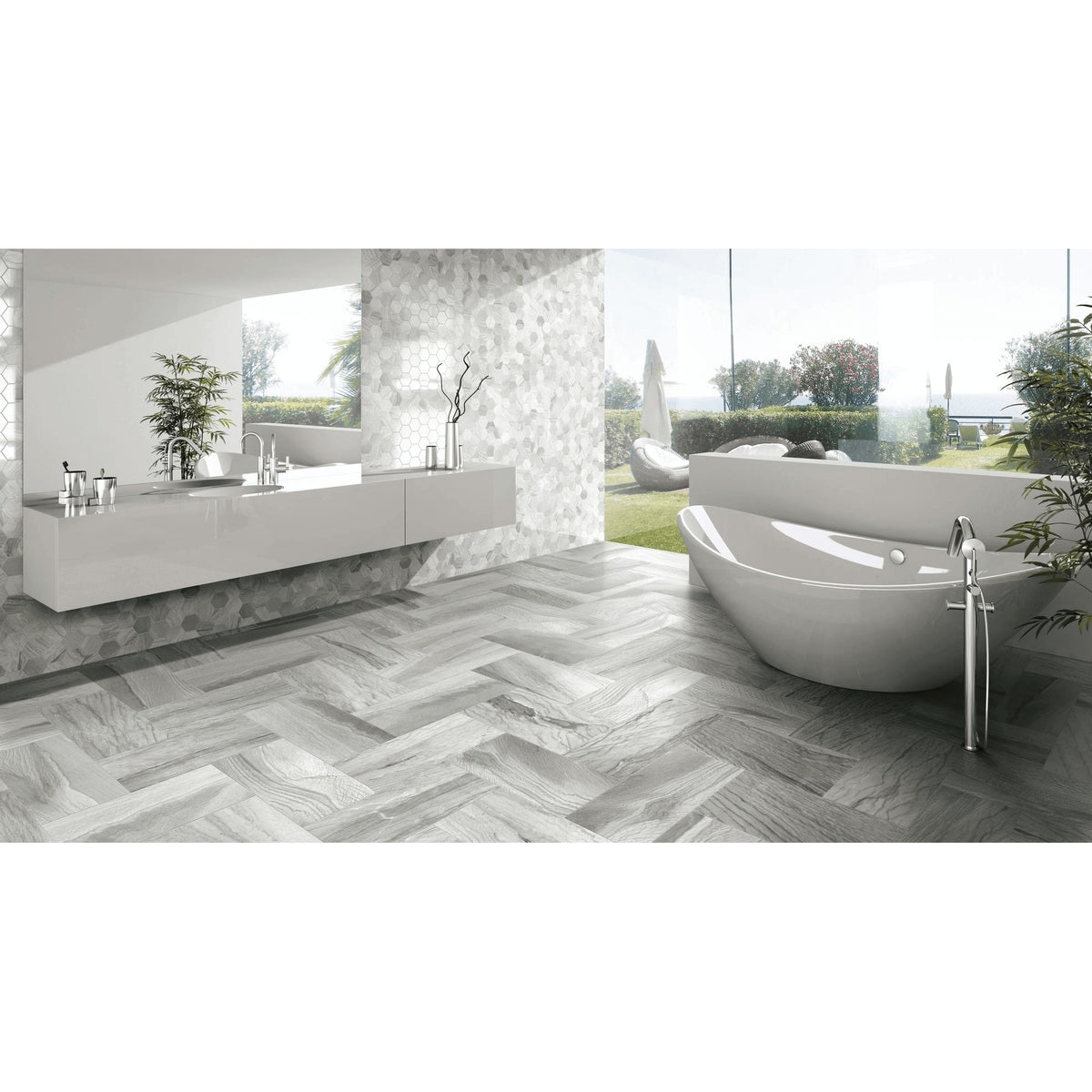 Happy Floors - Macaubas Series 12 in. x 24 in. Rectified Porcelain Tile - Oyster Polished