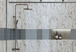 Maniscalco - Chameleon Series - 1" x 6" Porcelain Concave Bar Mosaic - Blue Denim Bathroom Shower Install
