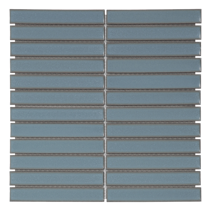 Maniscalco - Chameleon Series - 1" x 6" Porcelain Concave Bar Mosaic - Blue Denim