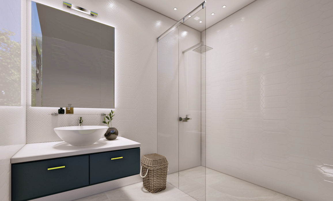 Tesoro - Marrow Collection - 3 in. x 12 in. Ceramic Wall Tile - White Installed