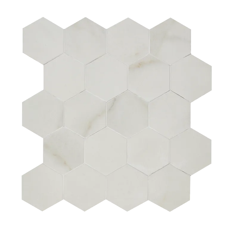 Arizona Tile - Marvel - Small Hex Mesh - Rectified Porcelain Mosaic - Calacatta Apuano Matte