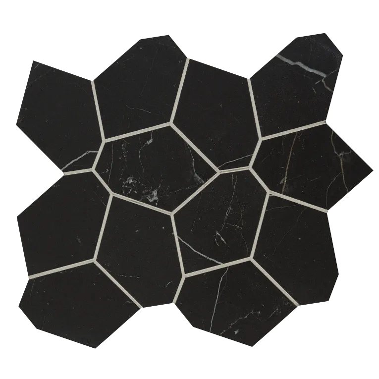 Arizona Tile - Marvel - Puzzle Mesh Matte - Rectified Porcelain Mosaic - Black Atlantis