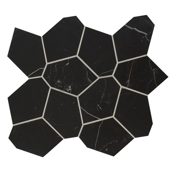 Arizona Tile - Marvel - Puzzle Mesh Matte - Rectified Porcelain Mosaic - Black Atlantis