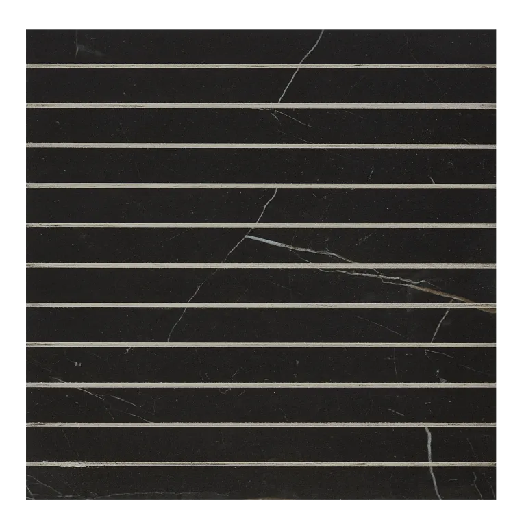 Arizona Tile - Marvel - Straight Stack Mesh - Rectified Porcelain Mosaic - Black Atlantis Matte