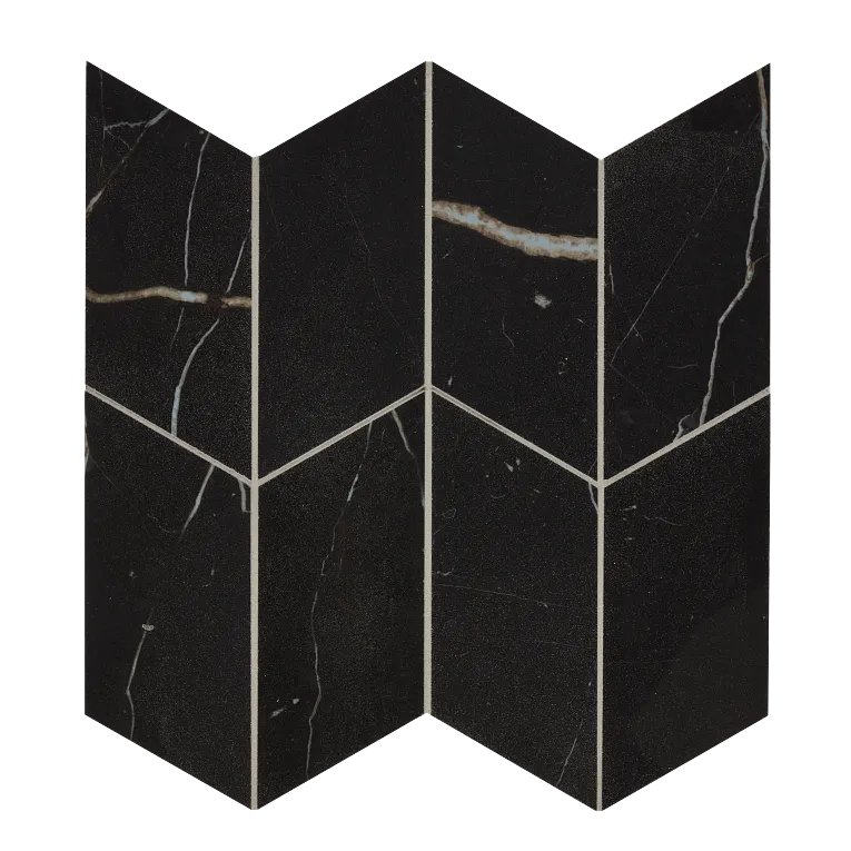 Arizona Tile - Marvel - Archer Mesh Polished - Rectified Porcelain Mosaic - Black Atlantis