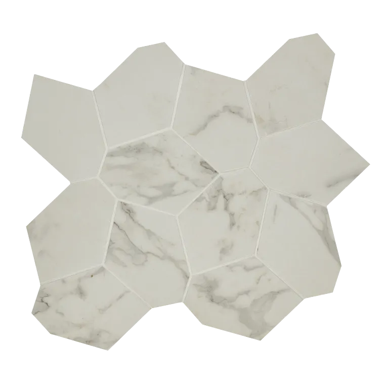 Arizona Tile - Marvel - Puzzle Mesh Matte - Rectified Porcelain Mosaic - Calacatta Extra