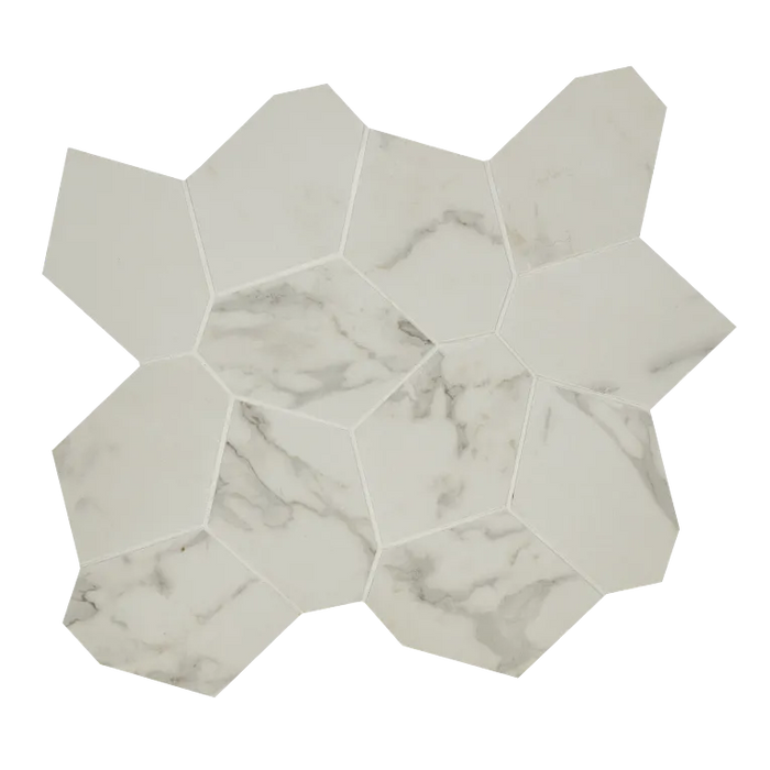 Arizona Tile - Marvel - Puzzle Mesh Matte - Rectified Porcelain Mosaic - Calacatta Extra