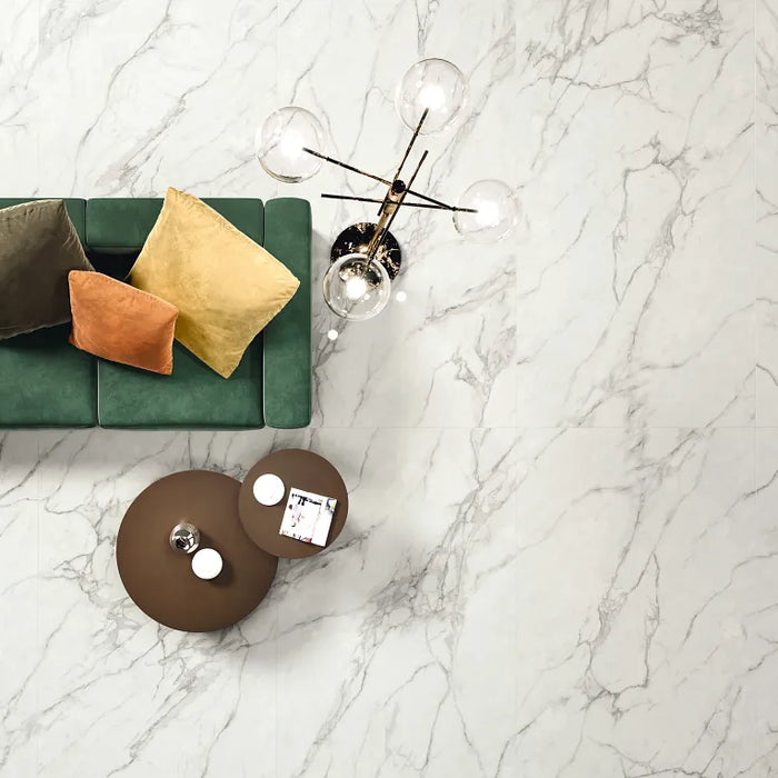 Arizona Tile - Marvel 24" x 48" Polished Rectified Porcelain Tile - Calacatta Extra floor installation