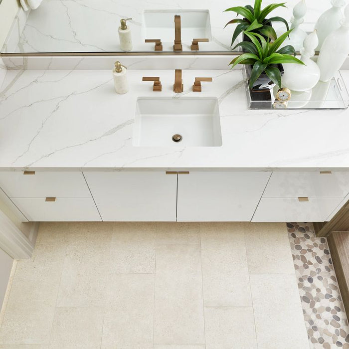 Arizona Tile - Konkrete Series - 12" x 24" Matte Porcelain Tile - Bianco floor installation