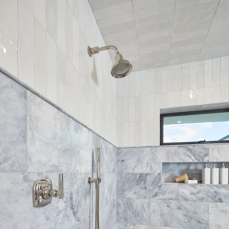 Arizona Tile - Flash 3&quot; x 12&quot; Ceramic Wall Tile - White Shower Install