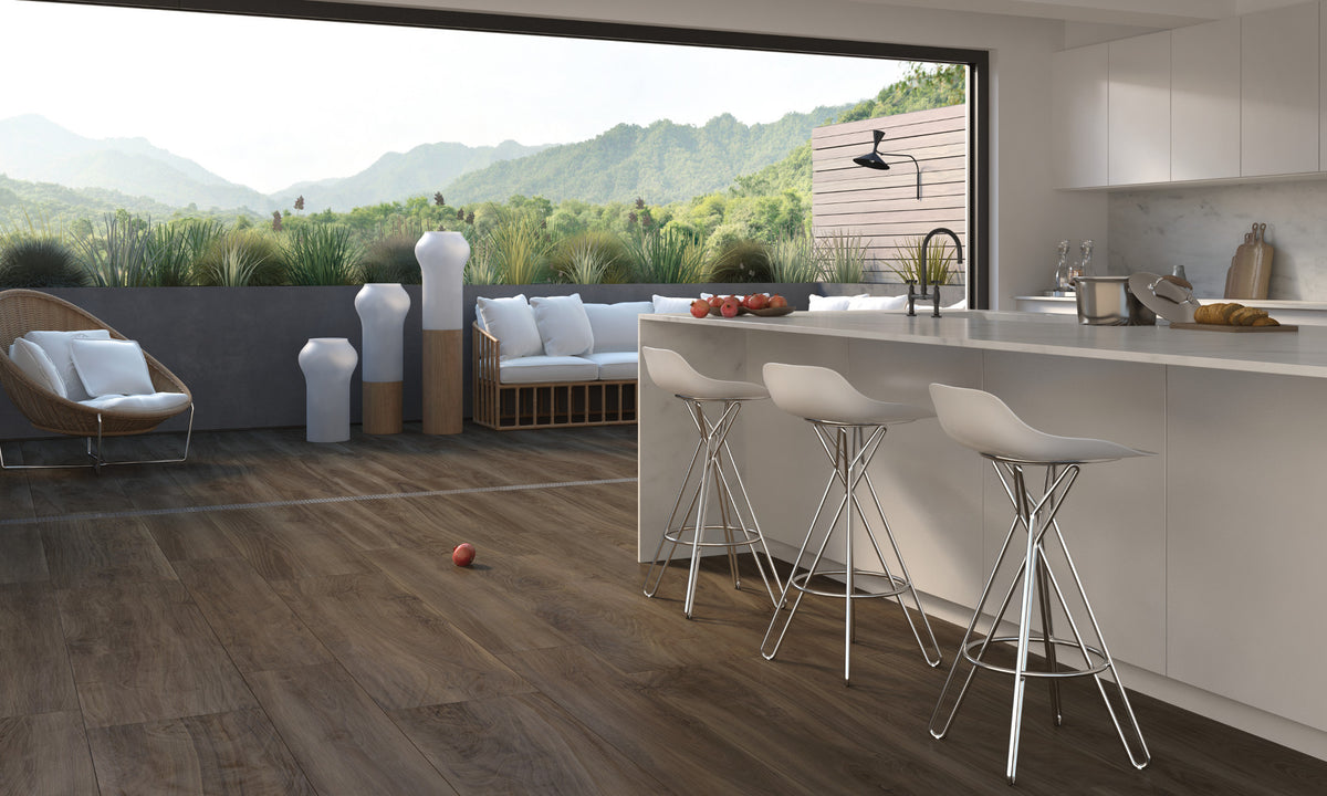 Arizona Tile - More Wood Series - Matte Rectified Porcelain Tile - Noce - Room Scene