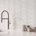 Lungarno - New Dimensions 12" x 36" 3D Ceramic Wall Tile - Ivory Bevel Corner Back Side Room Scene