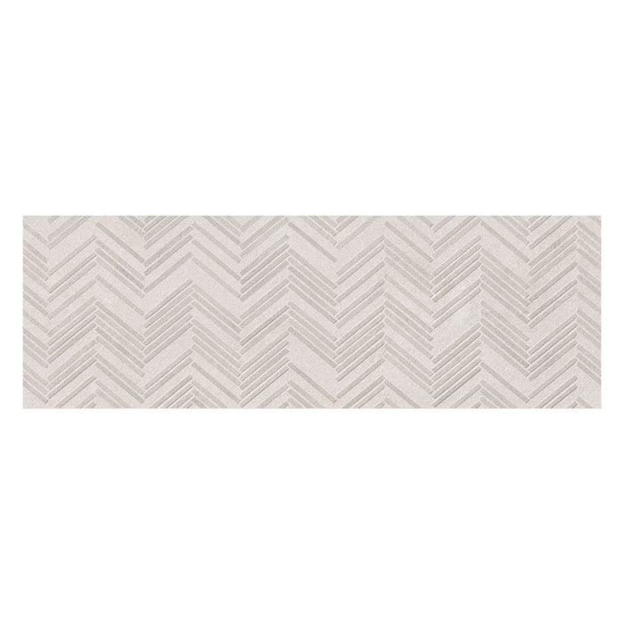 Lungarno - New Dimensions 12" x 36" 3D Ceramic Wall Tile - Ivory Herringbone