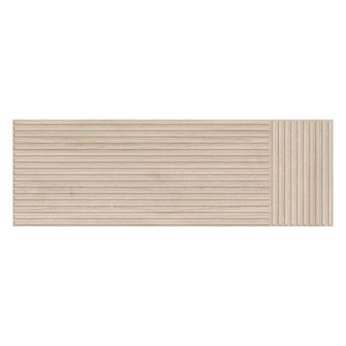 Lungarno - New Dimensions 12" x 36" 3D Ceramic Wall Tile - Light Oak Linear