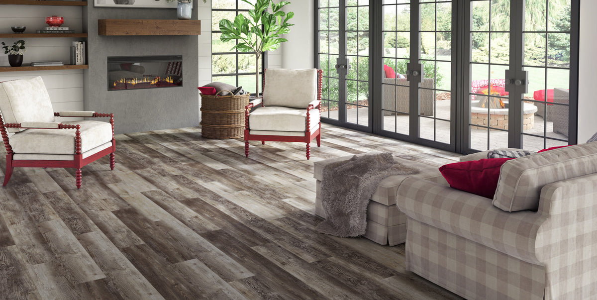 NovaFloor - Ellis - HDC Rigid Core - 7.2 in. x 48.03 in. - Luxury Vinyl - Cottage Pine Husk Room Scene