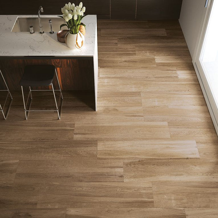 Arizona Tile - Aequa Series - 8" x 32" Porcelain Tile - Tur floor installation