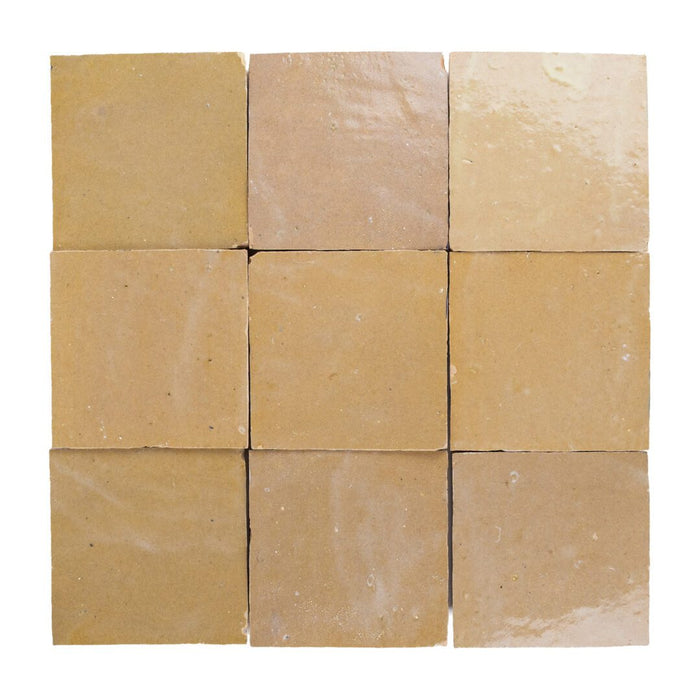 Lungarno - Zellige Bespoke - 4" x 4" Glossy Terracotta Tile - Nomad Sand