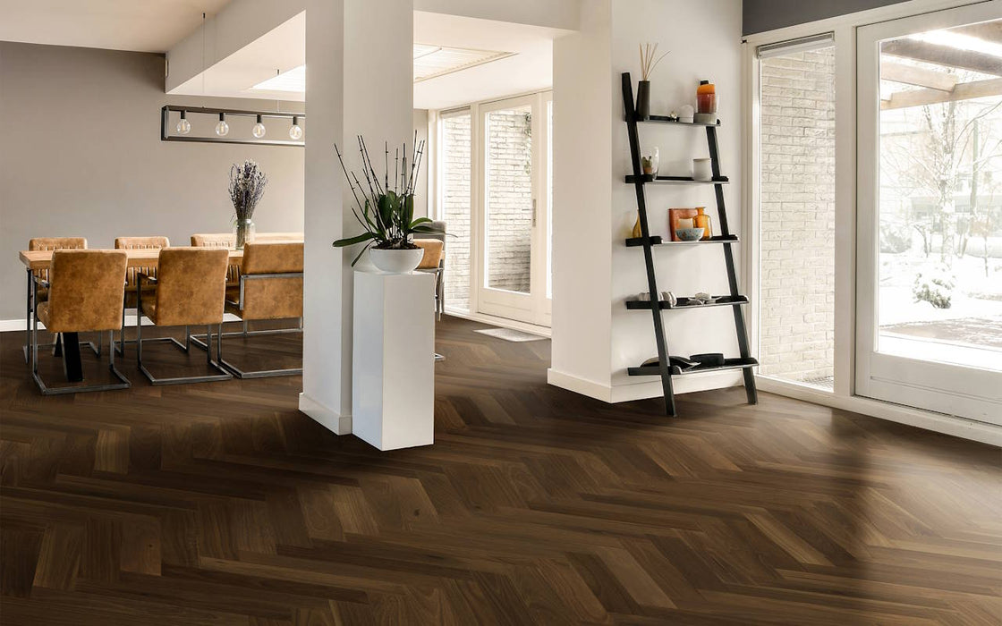 Norwood Hill - Carriage Collection - 5 in. x 24 in. - Herringbone Hardwood - Majestic Installed
