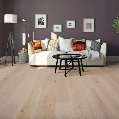 Nuvelle - New Reserve Collection - Engineered European Oak - 8.625" x 75.2" - Coastal Fog Installed