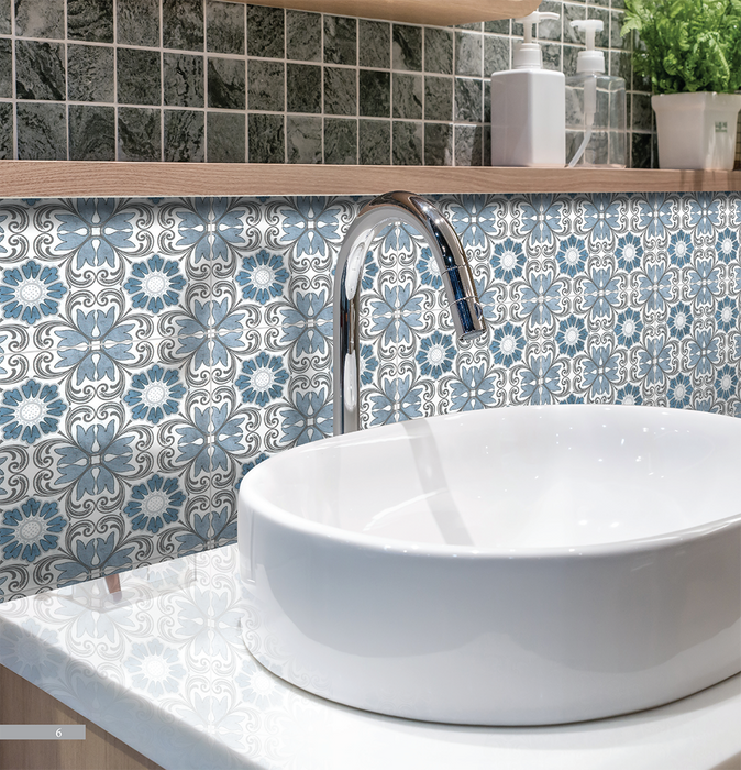 DW Tile &amp; Stone - Painted Marble Series 6 in. x 6 in. Marble Tile - PM03 wall installation