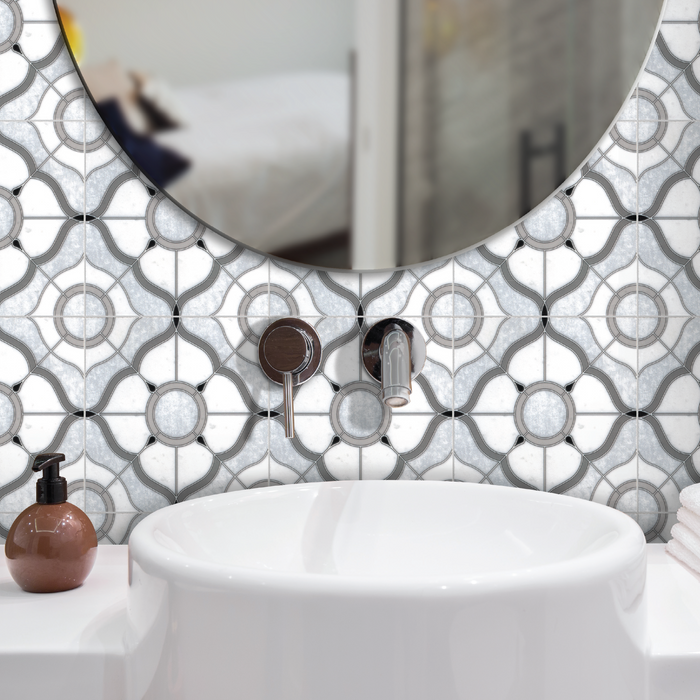 DW Tile &amp; Stone - Painted Marble Series 6 in. x 6 in. Marble Tile - PM07 wall installation