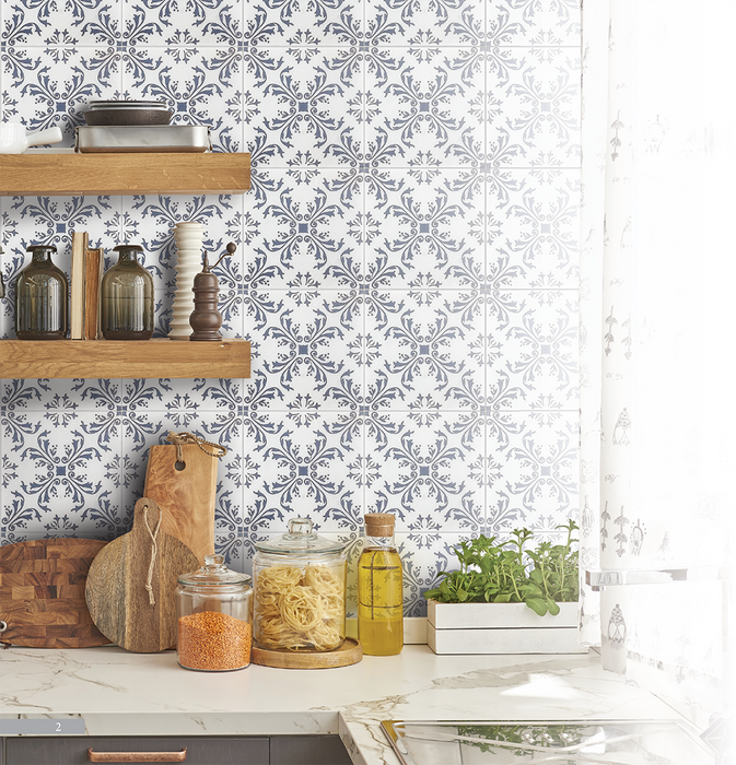 DW Tile &amp; Stone - Painted Marble Series 6 in. x 6 in. Marble Tile - PM01 wall installation