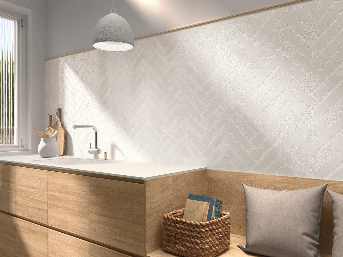 Tesoro Collection - Pukka Series - 3  in. x 10 in. Ceramic Wall Tile - Cotton White wall installation