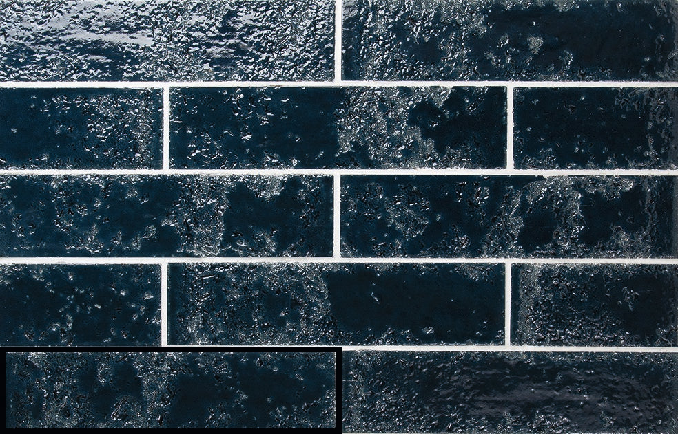 Tesoro Collection - Pukka Series - 3  in. x 10 in. Ceramic Wall Tile - Prussian Blue