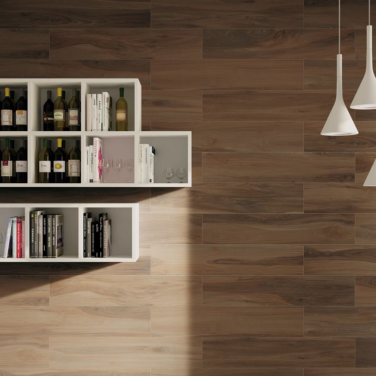 Arizona Tile - Savannah Series - 8&quot; x 40&quot; Wood Look Porcelain Tile - Coffee Installed